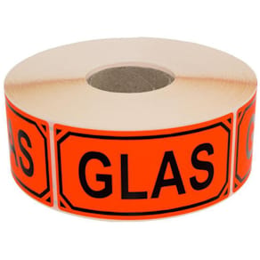 Varningsetikett Glas text 1000/rl