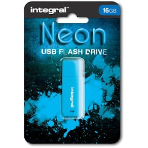 USB-stick Integral Neon, 16 GB, USB 2.0, blauw