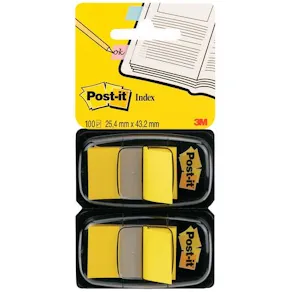 Post-It Index Gul, dubbelpack, 2x50 flikar, 6fp