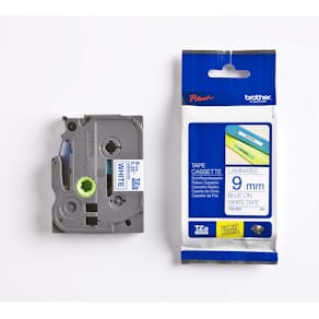 Labeltape Brother blå på hvid, 5 ruller