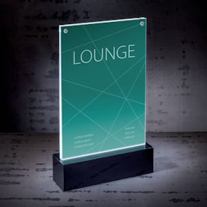 Tischaufsteller Sigel luminous LED, für A5, glasklar/schwarz