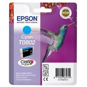 Epson T0802 - 7.4 ml - cyan - original - blister - bläckpatron