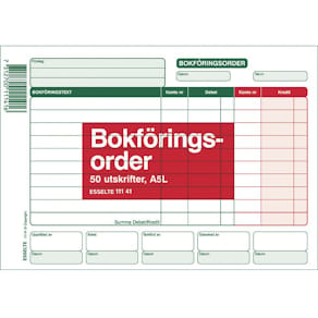 Bokföringsorder A5 Liggande utan kopia, 50 blad, 10st