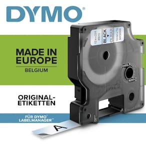 Etikettape DYMO D1 6 mm x 7 m, sort på transparent, 5 ruller
