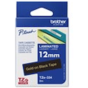 Brother TZe-334 - Standardlim - guld på svart - Rulle (1,2 cm x