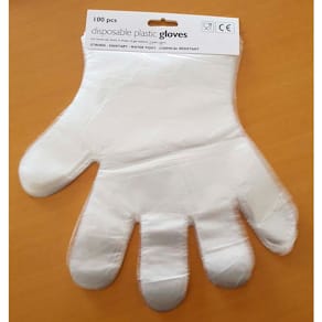 Engangshandsker LDPE, transparente, på blok, 100 stk