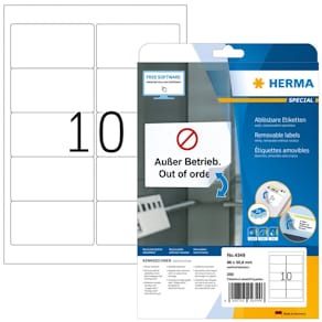 Universaletiketten HERMA A4, 96x50,8mm, weiß, 25 Blatt, 250 Etik.