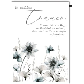 Trauerkarte, geprägt, mit Umschlag, schwarz/weiß