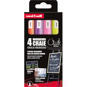 Krijtmarker Uni-ball, ronde punt 1,8-2,5 mm, etui van 4 stuks, ge