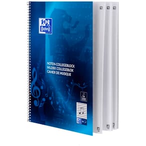 Collegeblock Oxford, A4+, Noten, 4-fach gelocht, 50 Blatt, blau