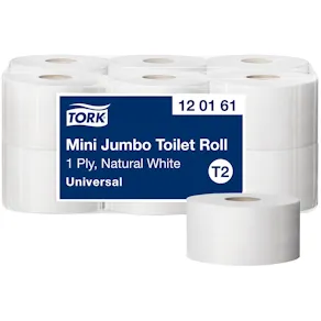 Toalettpapper TORK Universal Mini jumbo T2, 1-lag, 240m, 12/fp
