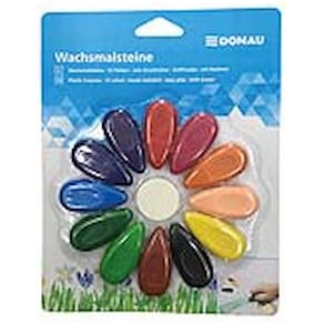 Wachsmalsteine DONAU Tropfen, 12 Stück, farbig sortiert