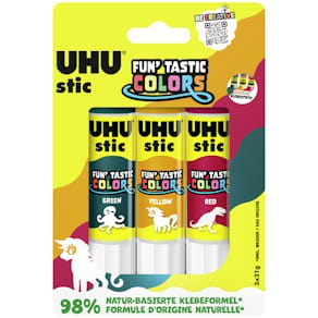 Klebestift UHU FUN'TASTIC COLORS, 3x21 g