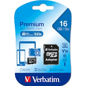 Micro SDHC Card 16GB Class 10 w/adaptor