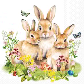 Motivserviette AMBIENTE Hasenfamilie, Frühling, 33 x 33 cm