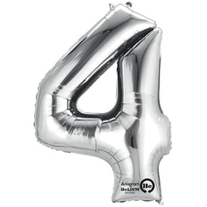 Folienballon Zahl 4, silber