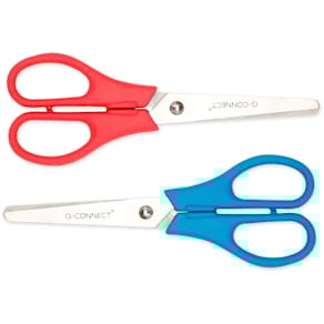 Bastelschere Q-CONNECT, 13 cm, rund, rot/blau
