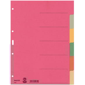 Register Leitz, A4 blanko, bunt, 6-teilig