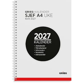 Sjefskalender GRIEG A4 2027 refill