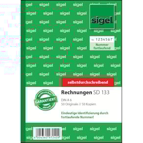 Rechnungsbuch Sigel, A6, 2x50 Blatt, selbstdurchschreibend
