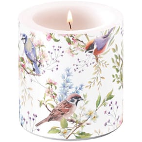 Kerze Ambiente Frühjahr Fleißige Vögel, 9 cm