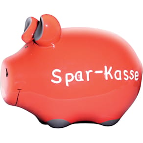 Spardose KCG Spar-Kasse, Schwein, klein, rot