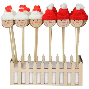 Dekofigur Schneemann am Stab, Holz, sortiert