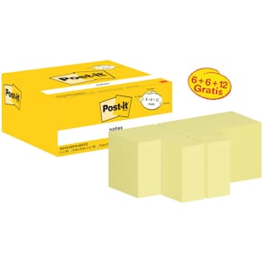 Haftnotizblöcke Post-it Notes, 6 x 654 + 6 x 655, gelb