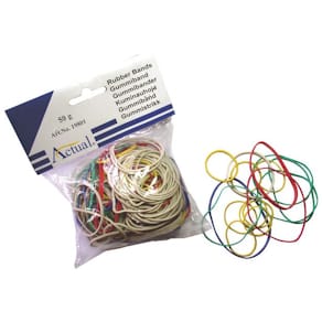 Gummiband blandade färger & storlekar, 50g