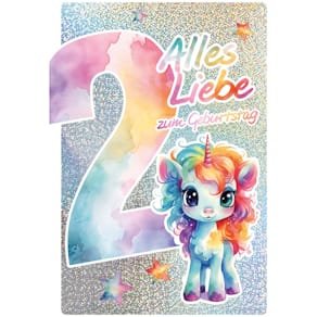 Geburtstagskarte, Kinder Girls (Mädchen), Zahl 2