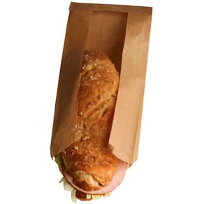 Papirpose med vindue, fødevaregodkendt 140x310 mm, brun, 250 stk