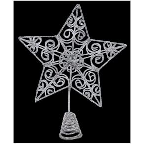 Baumspitze Drahtstern, silber, 20 cm