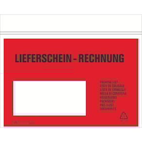 Begleitpapiertasche RNK C6, selbstklebend, weiß/rot