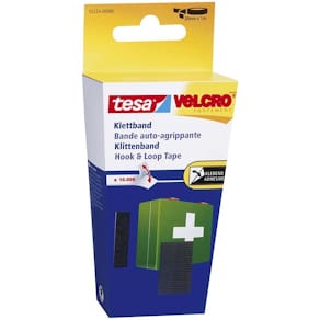 Burretape tesa selvklæbende, 20 mm x 1 m, sort, kasse á 6