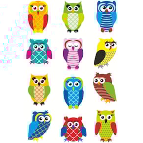 Schmucketikett HERMA Eulen, 12 Stück, glitzernd, sortiert