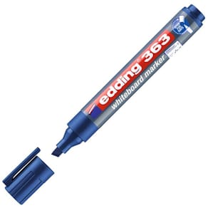 Whiteboardpenna EDDING 363 Blå, torksäker, sned, 10st