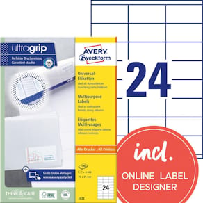 Etikett AVERY UG 70x35mm 2400/fp