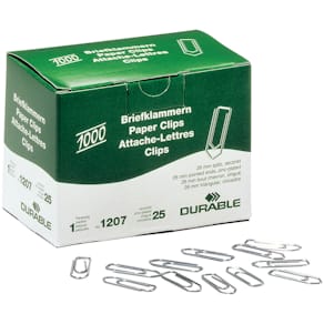 Büroklammern Durable, spitze Form, verzinkt, 26 mm, 1000 Stück