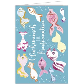 Konfirmationskarte Noname, geprägt, bunt, mit Umschlag