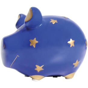 Spardose KCG Sternenschwein, Schwein, klein, blau/gold