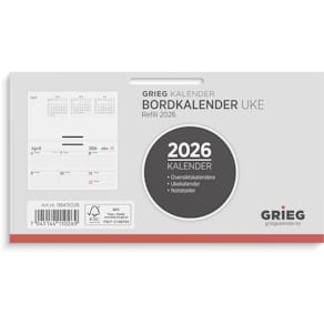 Bordkalender GRIEG 2026 uke