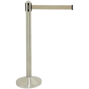 Avspärrningsstolpe med band grå/borstat stål SECURIT, 210cm