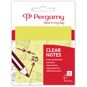 Transparante notes Pergamy, 76 x 76 mm, 50 vel, geel