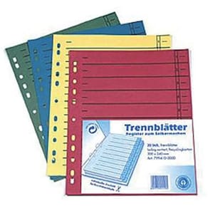 Trennblätter WEKRE 9519908420, A4, 20 Stück, sortiert, ungeöst