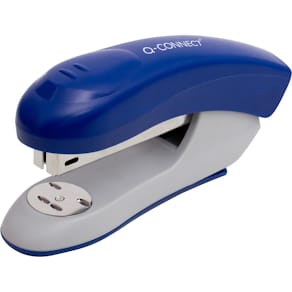 Nietmachine Q-CONNECT, kunststof, half strip, 20 blad, blauw