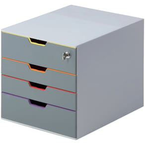 Schubladenbox Durable VARICOLOR® Safe, 4 Laden, grau/bunt