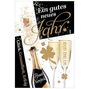 Neujahrskarte Noname, geprägt, bunt, mit Umschlag