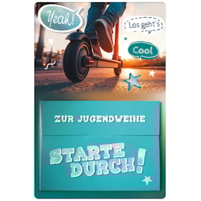 Klappkarte Noname Jugendweihe, bunt, mit Briefumschlag