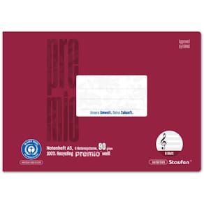 Notenheft Staufen Premio, Lin.N, A5 quer, 8 Blatt, bordeaux