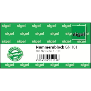 Garderobennummernblock Sigel, sortiert